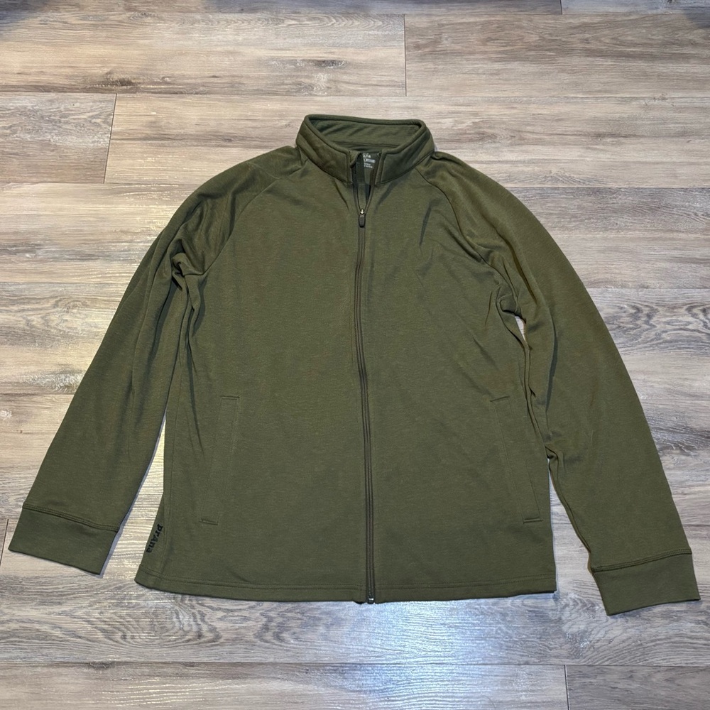 Prana olive green wool blend athletic full zip mens size XL